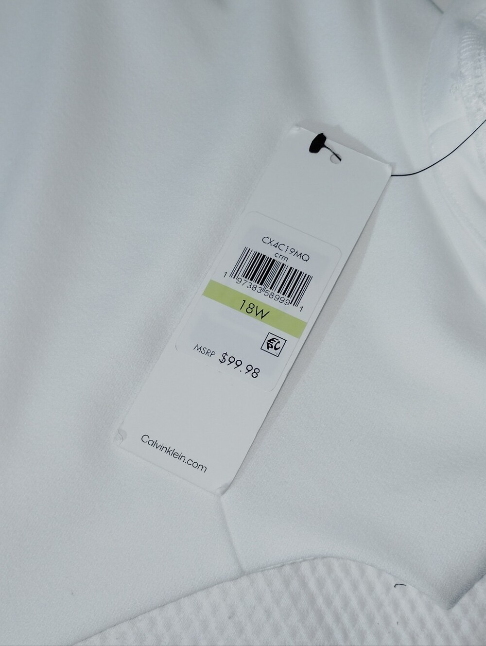 calvin klein illusion-trim sheath dress color white size 18 W. - Picture 9 of 10